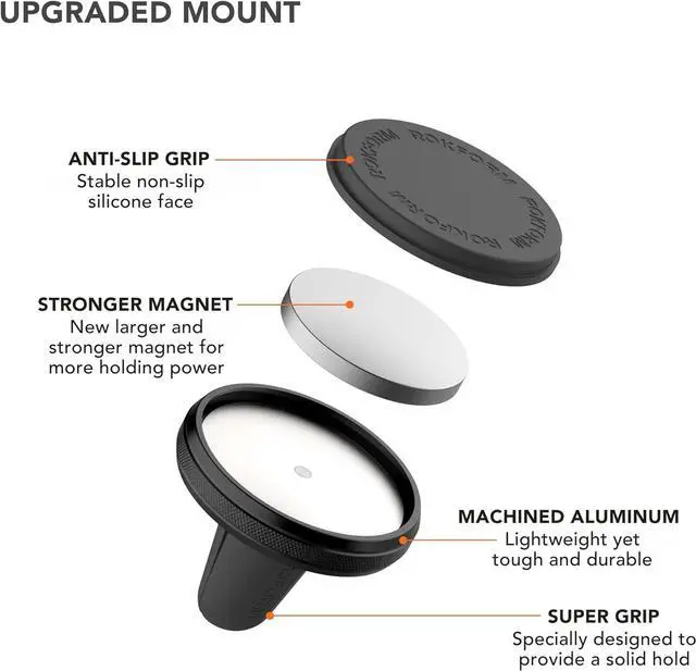 Alt view image 3 of 7 - Rokform - Magnetic Air Vent Mount, Super Grip Car Truck & Van Vent Clip, Aluminum Cell Phone Holder, Removable Vent Magnet Mount, Specially Designed for Rokform Cases (Black)