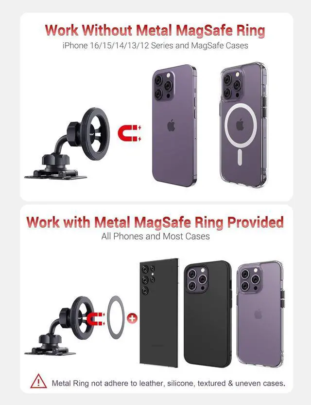 Alt view image 7 of 7 - PROfezzion for Metal MagSafe Car Mount, Deluxe Magnetic Phone Holders for Your Car Air Vent or Dashboard Compatible with iPhone 16 15 14 13 12 Pro Max Plus & All Phones, Hands Free and 360° Rotation