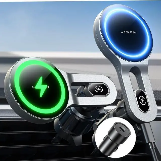 Main image of LISEN for 15W MagSafe Car Mount Charger, [Safer & Faster] Magsafe Car Charger, Vent Magnetic Wireless Car Charger, Car Vent Phone Mount Charger Fits iPhone 16 Pro Max 15 14, with Charging Adapter