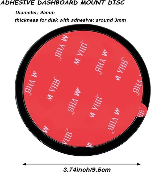 Alt view image 2 of 7 - 4 Pack 95mm Black Adhesive Dashboard Pad Mounting Disk, Mounting Disk for Suction Cup, Dash Mount Pad, 3.74 Inch Universal Suction Cup Adhesive Disc for GPS, Smartphones, Car Cameras