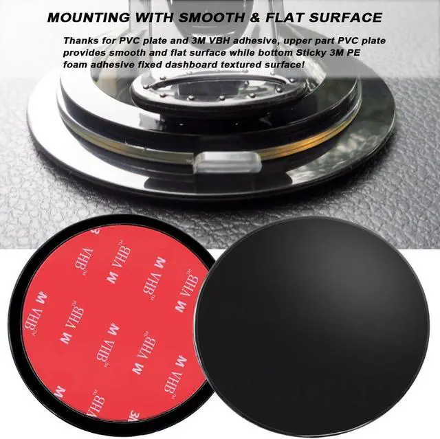 Alt view image 3 of 7 - 4 Pack 95mm Black Adhesive Dashboard Pad Mounting Disk, Mounting Disk for Suction Cup, Dash Mount Pad, 3.74 Inch Universal Suction Cup Adhesive Disc for GPS, Smartphones, Car Cameras