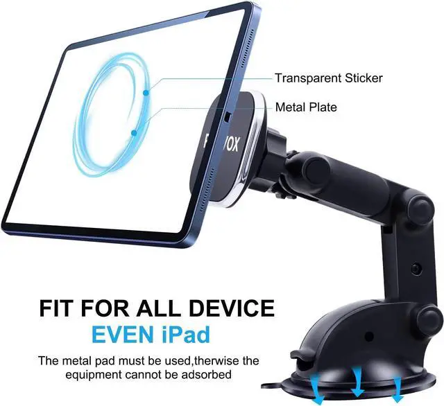 Alt view image 7 of 7 - Magnetic Phone Car Mount Universal Dashboard Windshield Car Phone Mount Holder with Upgraded 3.2 Suction Cup 8 Strong Magnets Compatible with iPhone 11 Pro X XS Max XR Galaxy Note10 S10 (B)
