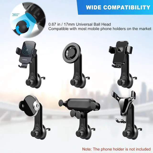 Alt view image 2 of 7 - Car Vent Clip for Car Mount [Never Blocking] Universal Car Phone Holder Mount Vent Clip Replacement 17mm Ball Joint Air Vent Clip for Car Fits Most Car Phone Holder and Wireless Car Charger