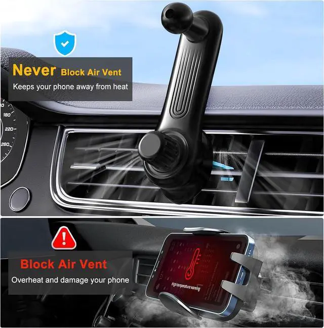Alt view image 3 of 7 - Car Vent Clip for Car Mount [Never Blocking] Universal Car Phone Holder Mount Vent Clip Replacement 17mm Ball Joint Air Vent Clip for Car Fits Most Car Phone Holder and Wireless Car Charger