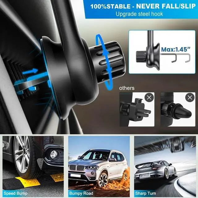 Alt view image 5 of 7 - Car Vent Clip for Car Mount [Never Blocking] Universal Car Phone Holder Mount Vent Clip Replacement 17mm Ball Joint Air Vent Clip for Car Fits Most Car Phone Holder and Wireless Car Charger
