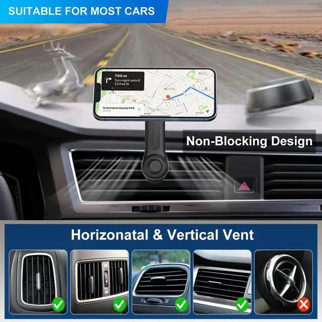 Alt view image 6 of 7 - Car Vent Clip for Car Mount [Never Blocking] Universal Car Phone Holder Mount Vent Clip Replacement 17mm Ball Joint Air Vent Clip for Car Fits Most Car Phone Holder and Wireless Car Charger