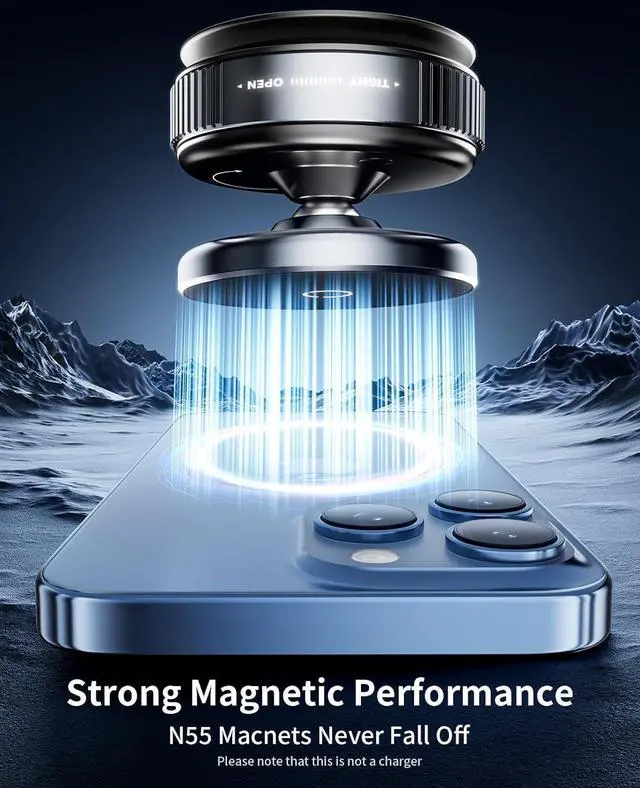 Alt view image 4 of 7 - Vacuum Magnetic Phone Holder Stand, Suction Cup Phone Mount,Foldable and Retractable Vacuum Suction Phone Holder,360°Adjustable Magsafe Car Mount for iPhone 16e 16 Pro Max 15 14 13 12