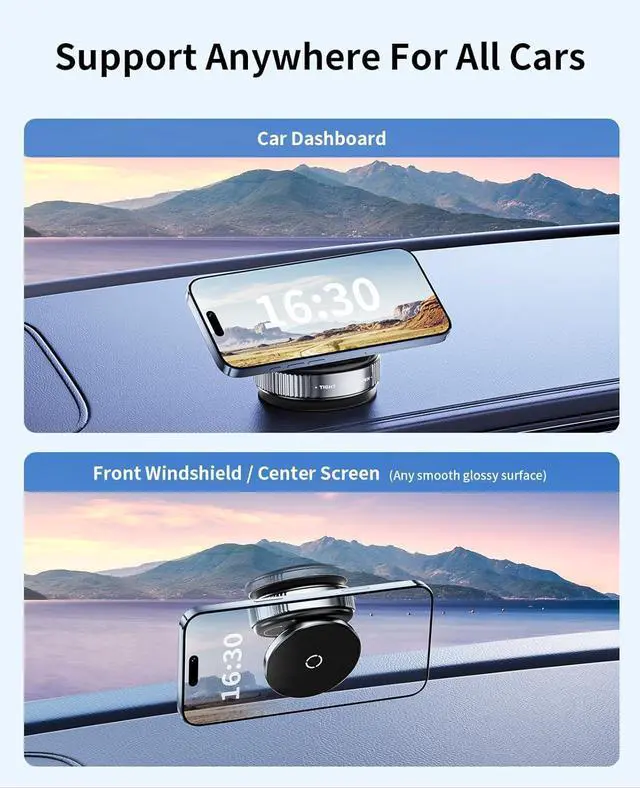 Alt view image 5 of 7 - Vacuum Magnetic Phone Holder Stand, Suction Cup Phone Mount,Foldable and Retractable Vacuum Suction Phone Holder,360°Adjustable Magsafe Car Mount for iPhone 16e 16 Pro Max 15 14 13 12