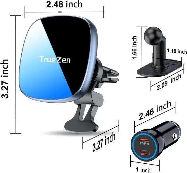 Alt view image 2 of 7 - for Magsafe Car Mount Charger with USB C Cable & Car Cigarette Lighter Adapter,15W Magnetic Phone Holder for Your Car Accessories for Women,Men,Car Phone Charger for 16/15/14/13/12,Galaxy S22/S21