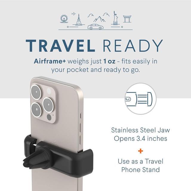 Alt view image 3 of 6 - Kenu Airframe+, Air Vent Car Phone Holder Mount, Cell Phone Stand for Car, Expandable Grip & 360 Degree Pivot, Compatible with Latest iPhones, Samsungs, & Androids
