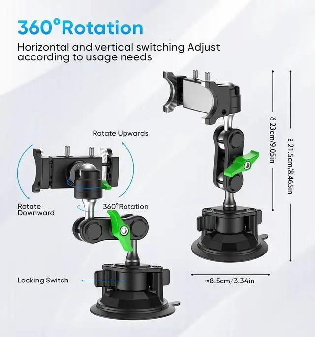 Alt view image 6 of 7 - MAGIC JOHN Car Phone Holder, Ultra-Durable Mteal Phone Holders for Your Car, 360° Rotation Cell Phone Car Mount for Windshield, Suction Cup Car Phone Mount for iPhone Samsung All Smartphone