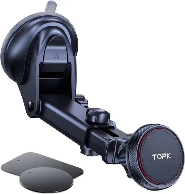 Main image of TOPK Car Phone Holder Mount, Magnetic Phone Holder for Car Windshield and Dashboard, Adjustable Long Arm with Strongest Magnet for All Cellphones