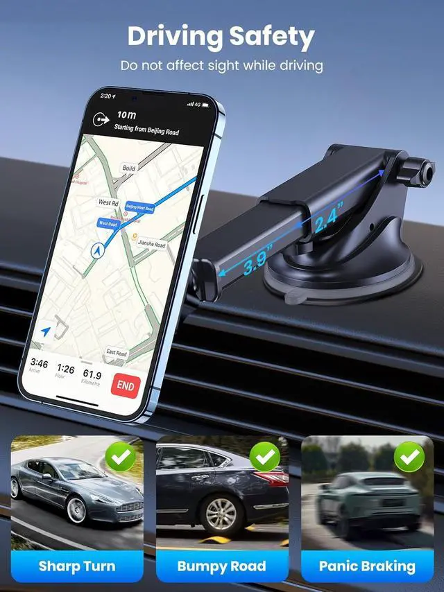 Alt view image 6 of 7 - TOPK Car Phone Holder Mount, Magnetic Phone Holder for Car Windshield and Dashboard, Adjustable Long Arm with Strongest Magnet for All Cellphones