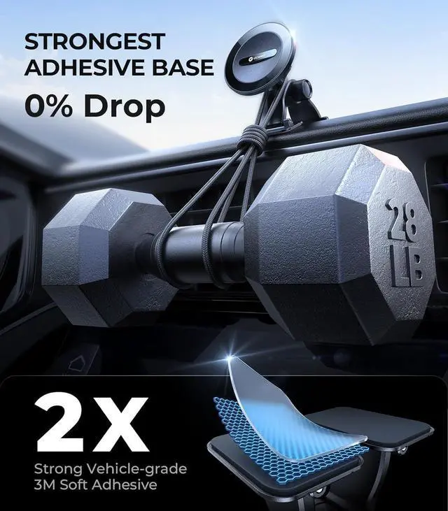 Alt view image 3 of 6 - 2025 Upgrade for MagSafe Car Mount [Strongest Dashboard Adhesive & 25N Magnetic] Cell Phone Holders for Your Car 360° Adjustable Phone Holder Mount for All Smartphones & Vehicles