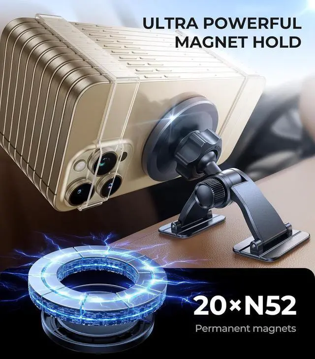 Alt view image 4 of 6 - 2025 Upgrade for MagSafe Car Mount [Strongest Dashboard Adhesive & 25N Magnetic] Cell Phone Holders for Your Car 360° Adjustable Phone Holder Mount for All Smartphones & Vehicles