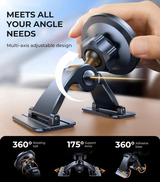 Alt view image 5 of 6 - 2025 Upgrade for MagSafe Car Mount [Strongest Dashboard Adhesive & 25N Magnetic] Cell Phone Holders for Your Car 360° Adjustable Phone Holder Mount for All Smartphones & Vehicles