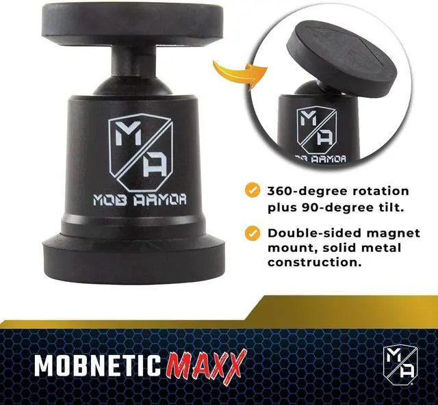 Alt view image 7 of 7 - Mob Armor MobNetic Maxx - USA Assembled Magnetic Phone Holder for Car, Magnetic Car Phone Mount, 90-Degree Tilt, 360-Degree Rotation, Aluminum Metal, Compatible with iPhone & Android - Black Chrome