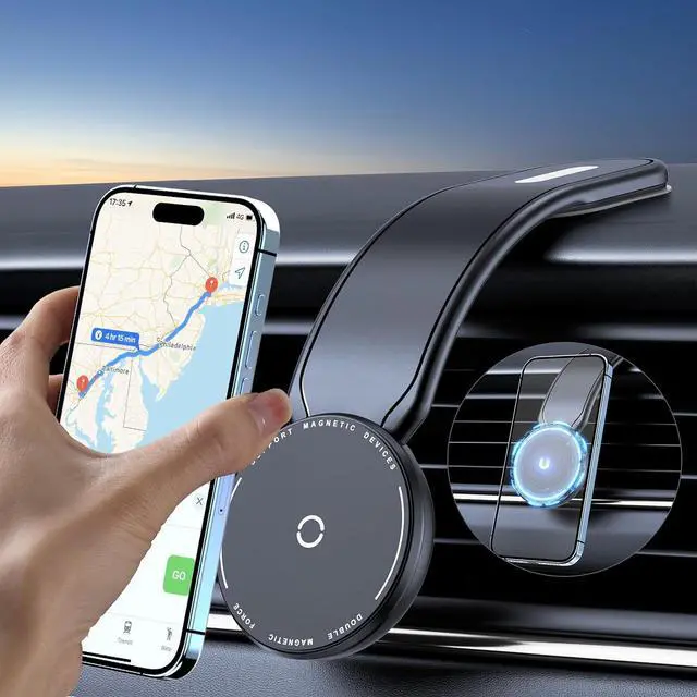 Main image of Magnetic Car Phone Holder Bendable Aluminum Arm Car Magnet Phone Mount18 Strong Magnets Magnetic Phone Holder for Car Dashboard/Windshield Compatible with iPhone 16 15 14 13 12 Series