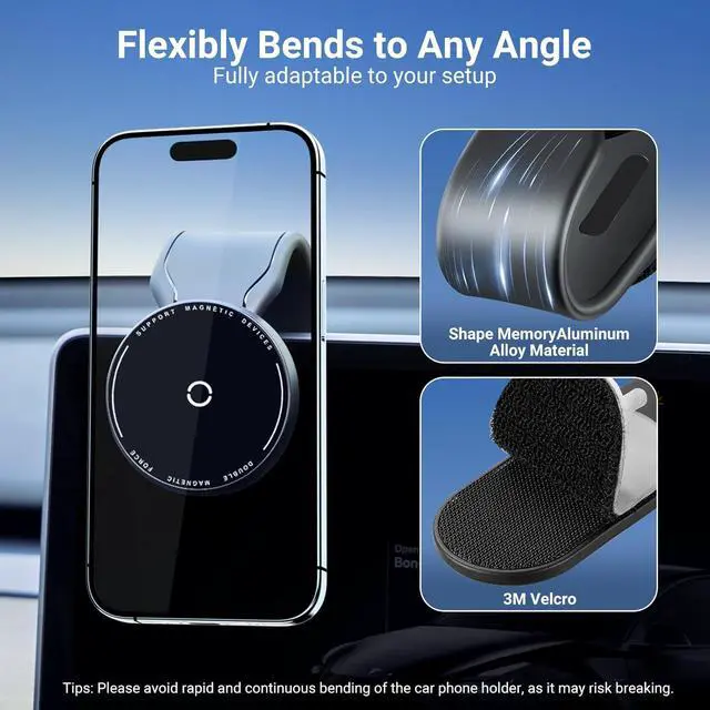 Alt view image 4 of 7 - Magnetic Car Phone Holder Bendable Aluminum Arm Car Magnet Phone Mount18 Strong Magnets Magnetic Phone Holder for Car Dashboard/Windshield Compatible with iPhone 16 15 14 13 12 Series