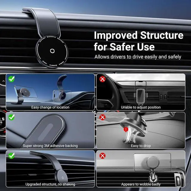 Alt view image 5 of 7 - Magnetic Car Phone Holder Bendable Aluminum Arm Car Magnet Phone Mount18 Strong Magnets Magnetic Phone Holder for Car Dashboard/Windshield Compatible with iPhone 16 15 14 13 12 Series