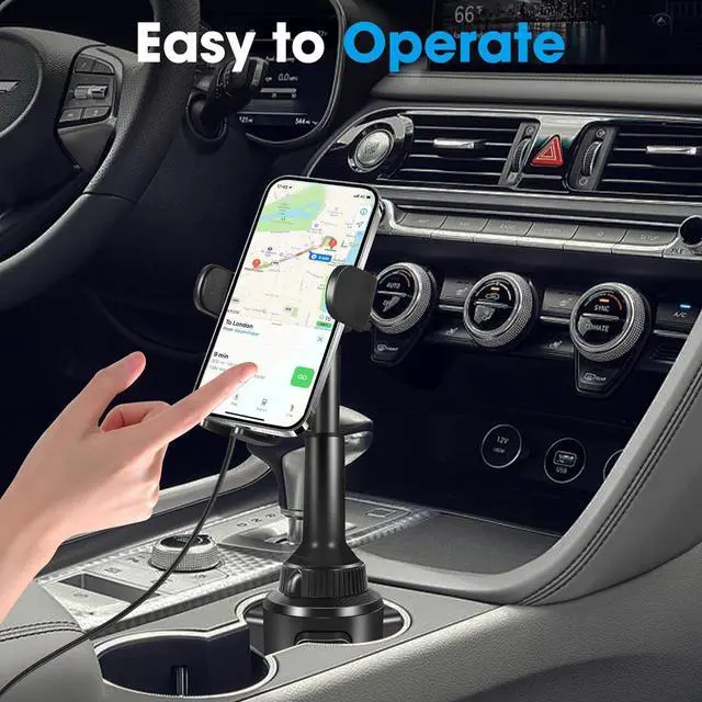 Alt view image 2 of 7 - Upgraded Wireless Car Charger, Cup Holder Phone Mount with 15W Fast Charging Phone Holder Adjustable Long Arm Height, Compatible with iPhone 16 15 14 13 Samsung LG and More (with Car Adapter)