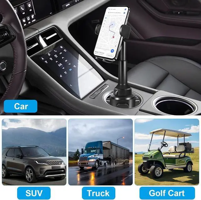 Alt view image 4 of 7 - Upgraded Wireless Car Charger, Cup Holder Phone Mount with 15W Fast Charging Phone Holder Adjustable Long Arm Height, Compatible with iPhone 16 15 14 13 Samsung LG and More (with Car Adapter)