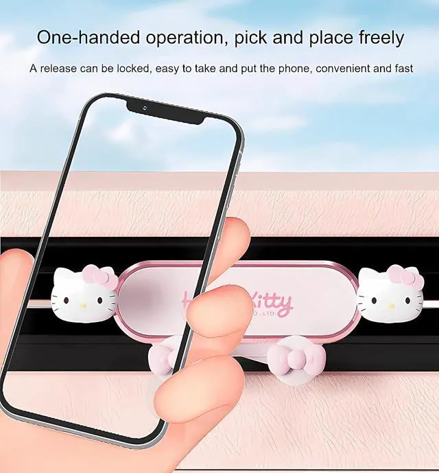 Alt view image 3 of 6 - Car Phone Holder Mount for Women [Cute Pink], 2023 Upgrade Gravity Car Phone Mount with Sturdy Air Vent Clip Auto Lock Cell Phone Holder Mount for iPhone Samsung & All Phones