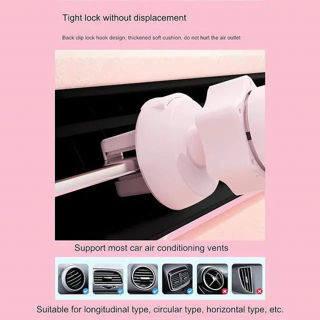Alt view image 4 of 6 - Car Phone Holder Mount for Women [Cute Pink], 2023 Upgrade Gravity Car Phone Mount with Sturdy Air Vent Clip Auto Lock Cell Phone Holder Mount for iPhone Samsung & All Phones
