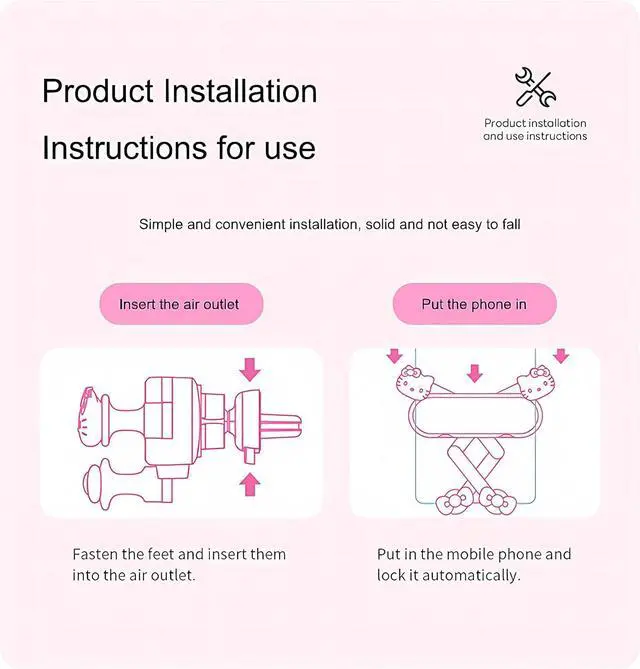 Alt view image 5 of 6 - Car Phone Holder Mount for Women [Cute Pink], 2023 Upgrade Gravity Car Phone Mount with Sturdy Air Vent Clip Auto Lock Cell Phone Holder Mount for iPhone Samsung & All Phones