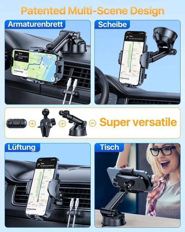 Alt view image 6 of 7 - YRU [2025 Upgrade Extreme Strong Suction] Car Phone Holder Mount,[Bumpy Road Stable] Dashboard Cell Phone Holder for Car Vent Windshield Phone Stand for iPhone 16 15 14 13 Pro Max Samsung Truck, Grey