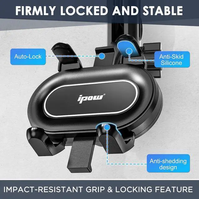 Alt view image 3 of 7 - IPOW Large Rearview Mirror Phone Holder for Car 360°Rotatable and Retractable, 2024 Upgraded Four Corners Fixed Anti-Shake Multifunctional Design for Car Rearview Mirror with Button