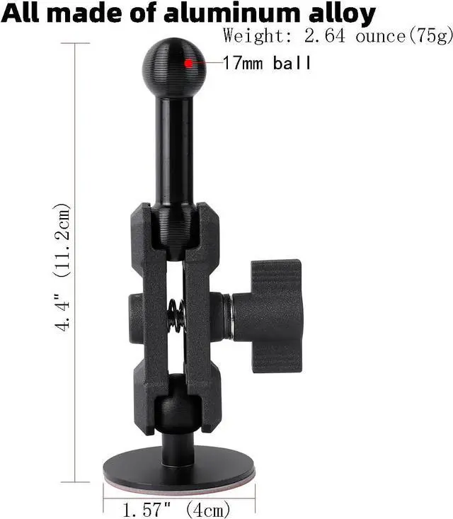 Alt view image 2 of 6 - Leenconghui Adhesive 17mm Ball Base with Extension Adapter Compatible with Garmin Nuvi GPS Navigator,Car Cellphone Holder Dashboard Mount 17mm Ball Head Stand Base, BM-53A