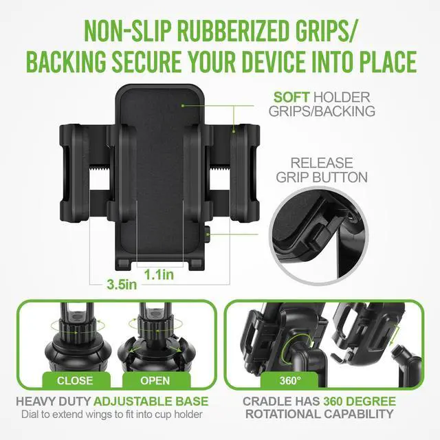 Alt view image 7 of 7 - Car Phone Holder Mount Car Cup Phone Holder Mount Compatible with  iPhones  Galaxy Motorola Moto Google Pixel Smartphones (Fits for Tesla Model 3 Y S X) 6.5-Inch