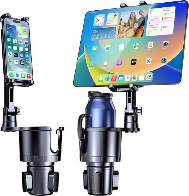 Main image of Cup Holder Phone Tablet Mount, 2 in 1 Car Cup Holder with Expander Adjustable Long Arm for Car,360°Rotation Phone Tablet Mount Compatible for Tablet IPad, All Smartphones and Most Bottles