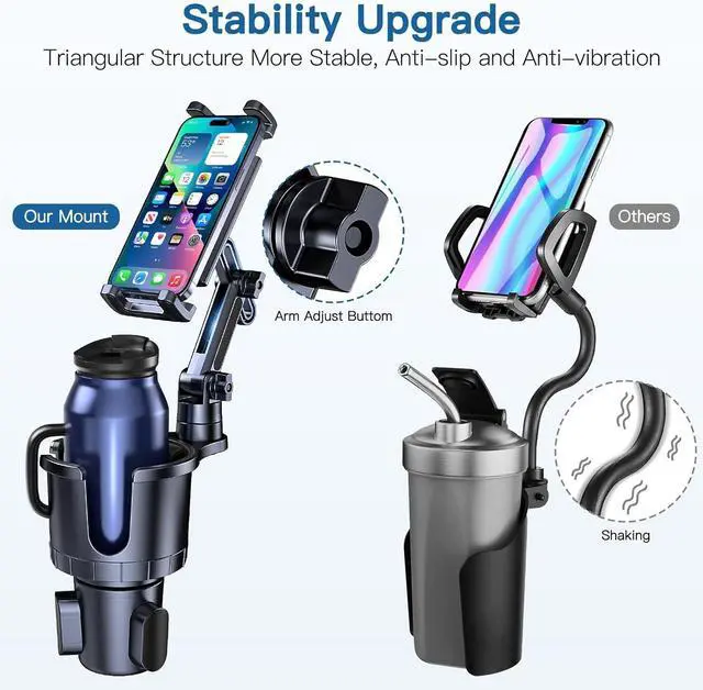 Alt view image 5 of 6 - Cup Holder Phone Tablet Mount, 2 in 1 Car Cup Holder with Expander Adjustable Long Arm for Car,360°Rotation Phone Tablet Mount Compatible for Tablet IPad, All Smartphones and Most Bottles
