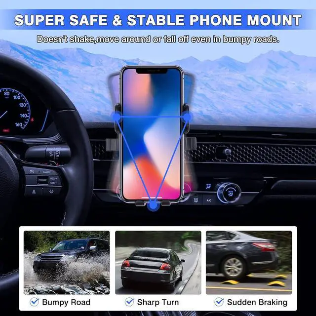Alt view image 3 of 7 - Karltys Car Phone Holder for Honda Civic 2022 2023 2024 2025, 11th Gen. Civic Cell Phone Mount for 4-7 Inch Phones, Hands Free Thick Case Friendly Dash Air Vent Mobile Holder Stand