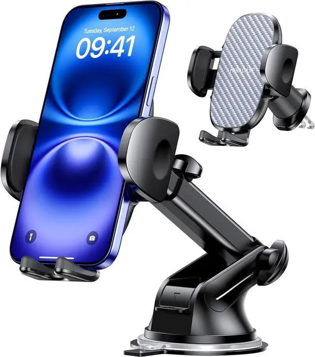 Main image of Miracase Phone Holders for Your Car, [Thick Case & Heavy Phone Friendly] Universal Cell Phone Car Mount, 3-in-1 Phone Mount for Car Dashboard Windshield Air Vent Fit for All Smartphones, Dark Black