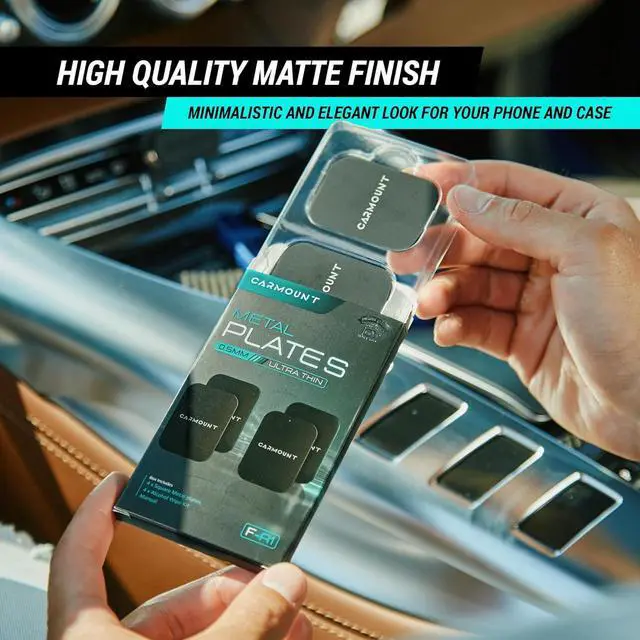 Alt view image 2 of 5 - Universal Metal Plates Kit for Magnetic Phone Mounts | Strong Hold, Ultra-Thin Matte Finish | 4 Square Plates with Cleaning Wipe | Wireless Charging Friendly, Easy Setup for All Smartphones