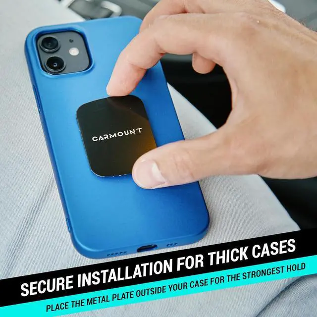 Alt view image 3 of 5 - Universal Metal Plates Kit for Magnetic Phone Mounts | Strong Hold, Ultra-Thin Matte Finish | 4 Square Plates with Cleaning Wipe | Wireless Charging Friendly, Easy Setup for All Smartphones