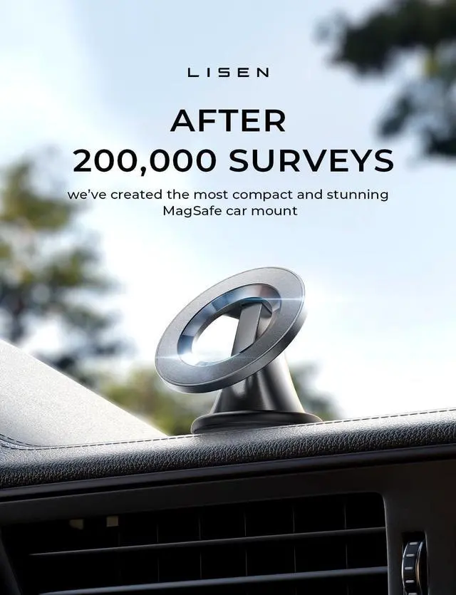 Alt view image 2 of 6 - LISEN for Magnetic Phone Mount, Mini 540° Rotating Magnetic Phone Holder for Car Dash, Mag Safe Car Mount, Magsafe, Rotatable Car Magnet Mount for iPhone 16 Pro Max 15 14 13 12, Black