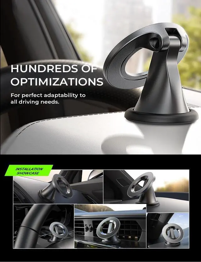 Alt view image 3 of 6 - LISEN for Magnetic Phone Mount, Mini 540° Rotating Magnetic Phone Holder for Car Dash, Mag Safe Car Mount, Magsafe, Rotatable Car Magnet Mount for iPhone 16 Pro Max 15 14 13 12, Black