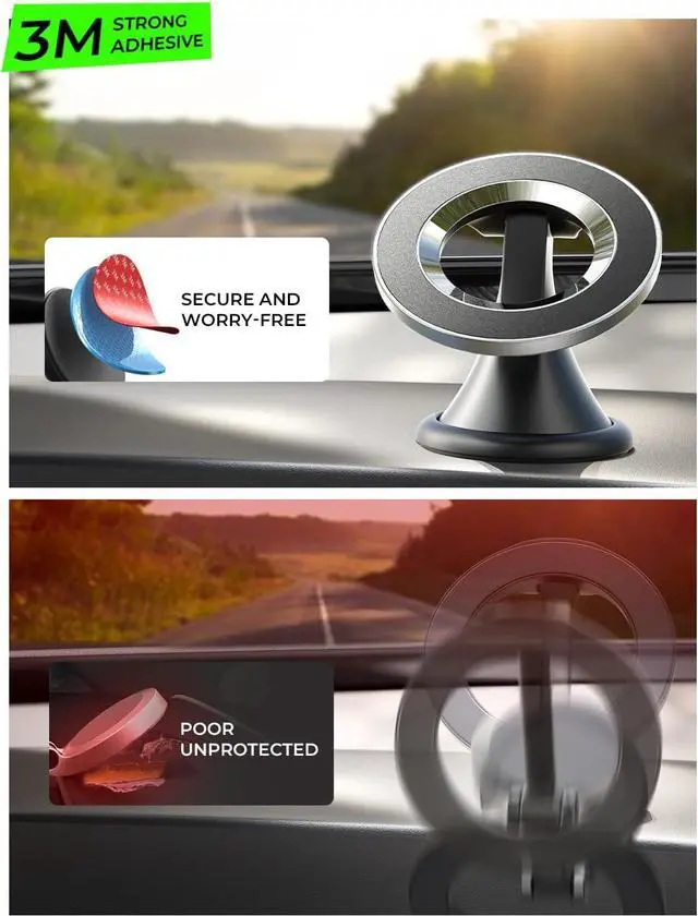 Alt view image 5 of 6 - LISEN for Magnetic Phone Mount, Mini 540° Rotating Magnetic Phone Holder for Car Dash, Mag Safe Car Mount, Magsafe, Rotatable Car Magnet Mount for iPhone 16 Pro Max 15 14 13 12, Black