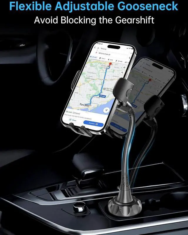 Alt view image 2 of 7 - Cup Phone Holder for Car [Upgraded Adjustable Gooseneck & Firmly Stable] Car Phone Mount Cell Phone Automobile Cradles for iPhone 16 and All 4-7 inches Smartphone(Black)