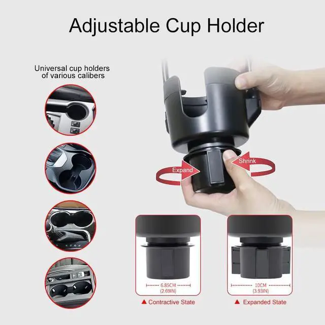Alt view image 4 of 7 - JINKEY Dual Cup Phone Holder for Car, 360°Rotatable Car Phone Mount Adjustable Gooseneck Cell Phone Cup Holder Universal Fits for Most 4"-6.7" i-Phone Cell Phone Automobile Cradles