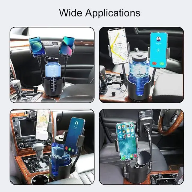 Alt view image 7 of 7 - JINKEY Dual Cup Phone Holder for Car, 360°Rotatable Car Phone Mount Adjustable Gooseneck Cell Phone Cup Holder Universal Fits for Most 4"-6.7" i-Phone Cell Phone Automobile Cradles