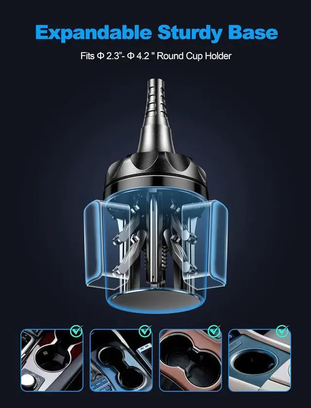 Alt view image 5 of 7 - Cup Phone Holder for Car [Upgraded Adjustable Gooseneck & Firmly Stable] Car Phone Mount Cell Phone Automobile Cradles for iPhone 16 and All 4-7 inches Smartphone(Black)