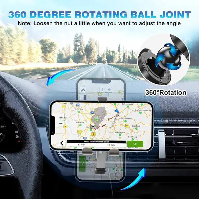 Alt view image 4 of 6 - Sunsdrew Car Phone Holder for 2023 2022-2020 Toyota Highlander Accessories Air Vent Cell Phone Holder Handsfree Thick Case Friendly Phone Mount Holder for 4-7 inch Phone Stand (NOT for Platinum)