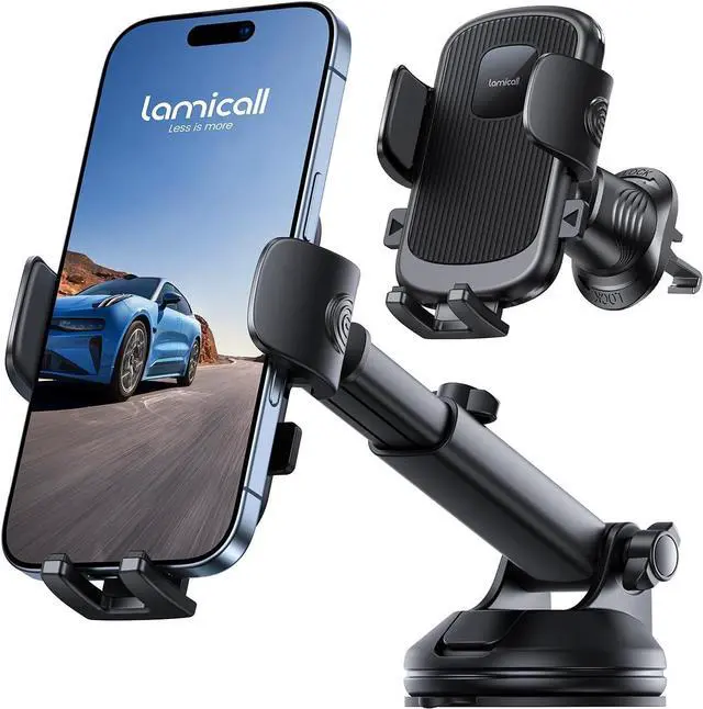 Main image of Car Phone Holder Mount [3-in-1 Military-Grade Suction Cup] 360° Rotation Phone Holders for Your Car [Metal Hook] Cell Phone Car Mount Dashboard Vent Windshield for iPhone 16 All Smartphone