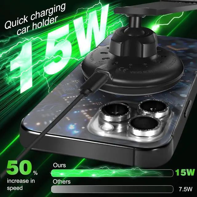 Alt view image 4 of 7 - Upgraded Magnetic Wireless Car Charger, 15W Fast Charging for MagSafe Car Mount Charger with 360° Adjustable Arm, Relocatable Cell Phone Holder for iPhone, Samsung Galaxy, Google Pixel, Gifts for Men