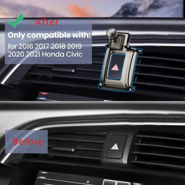 Alt view image 3 of 7 - ELOHEI for Honda Civic Phone Mount with Custom Base, Car Phone Holder for 2016 2017 2018 2019 2020 2021 Honda Civic Accessories (for 10th Gen Honda Civic)